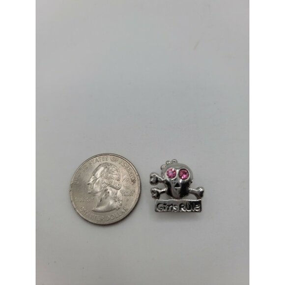 Fashion Jewelry‎ Silver GIRLS RULE PINK GEM EYES CHARM - Picture 3 of 3